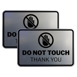 Signs ByLITA Classic Framed Do Not Touch Thank You Sign (Brushed Silver) - Small (2 Pack)