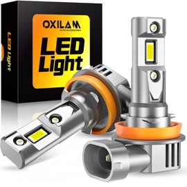 OXILAM h11 LED Headlight, Roadworthy, Ultra-Bright, Halogen Size, Hi/Lo Switch, 20,000 Lumens, White, 6,500 K, High-Speed Silent Fan, Triple Heat Dissipation, IP68 Waterproof, High-Luminance LED Chip