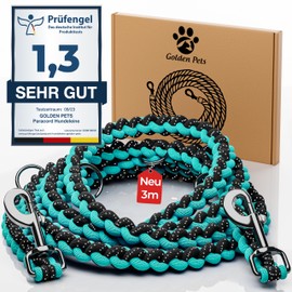 Test note: very good reflective dog lead, 3 m, adjustable, weatherproof and tear-resistant up to 250 kg, paracord lead, shoulder lead, small and large dogs