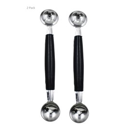 2 Pack Double Ended Headed Fruit Icecream Ball Spoon,Stainless Steel Melon Baller,Smooth Round Melon Balls Melon Scoop for Watermelon/Ice Cream/Fruits/Sorbet/Meatball