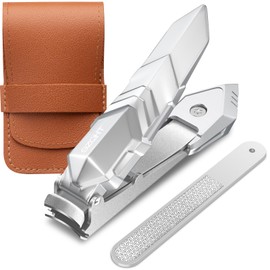 Ultimate Mess-Free Nail Clippers with Catcher: Precise, and Durable,Toe Nail Clippers for Men and Women,Fingernail Clippers,Toenail Clipper for Thick Nails,Nail Cutter with Nail File(Silver)