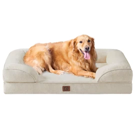 EHEYCIGA EHEYCIGA Orthopedic Dog Beds for Extra Large Dogs, Waterproof Memory Foam XL Dog Bed with Sides, Non-Slip Bottom and Egg-Crate Foam Big Dog Couch Bed with Washable Removable Cover, Beige
