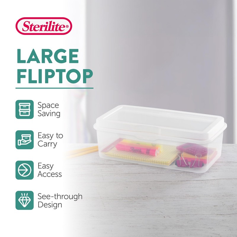 Sterilite 12-Pack FlipTop Stackable Rectangular Storage Bin with Hinging Lid,