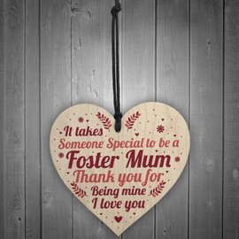 RED OCEAN For Mum Thank You Wooden Heart Foster Mum Mother And Daughter Son Gifts