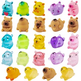 EMPHASISY Mini Capybara Figurines, 24 Pack Miniature Cute Capybara Classic and Luminous Resin Animals for Fairy Garden Bonsai Miniature Landscape Desktop Dollhouse