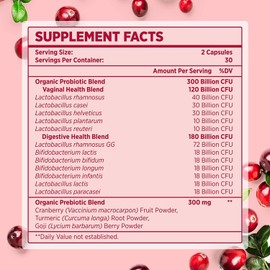 Probiotics for Women and Men, 200 Billion CFU 12 Strains Plus Organic Prebiotic Once Daily Probiotic Supplement Shelf Stable Designed for Overall Digestive & Immune Health 30 Capsules