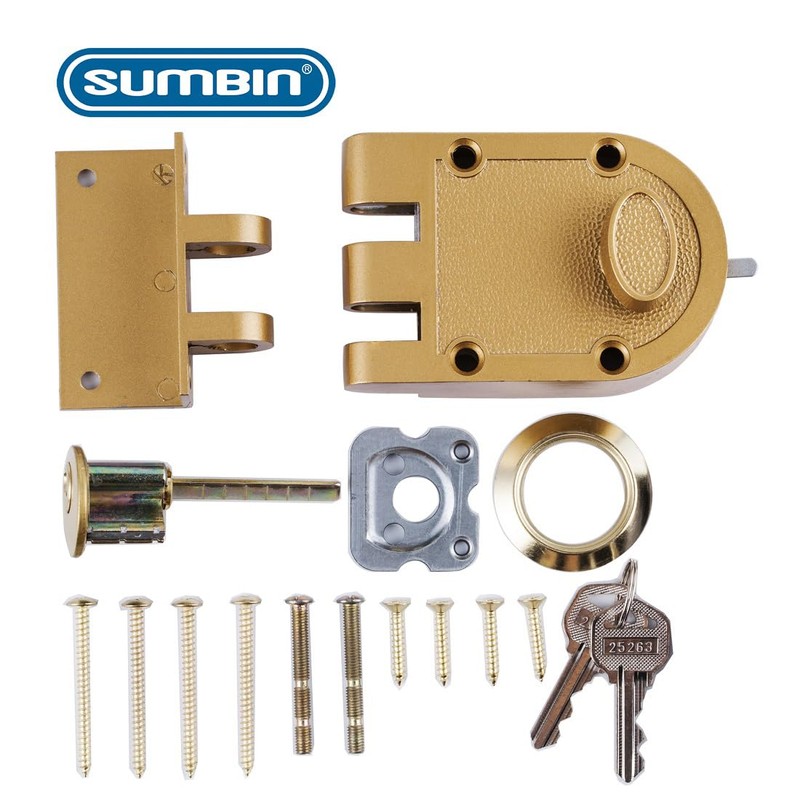 SUMBIN Jimmy Proof Deadbolt Lock with Keyed (Gold Color) with