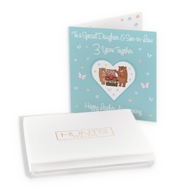 Hunts England - Boxed Daughter & Son-in-Law 3rd Anniversary Card - 3 Years - Leather Anniversary - Romantic Meadows - Third Anniversary Card For Daughter And Son-in-Law - Card In Keepsake Box