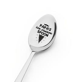 Christmas Birthday Gifts for Daddy Papa Spoon for Ice Cream Lovers Gifts for Granddad Grandpa Gifts from Granddaughter Grandson Papa's Ice Cream Spoon Engraved Spoons