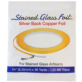 Stained Glass Foil 1/4" x 36Yds.Copper Foil Silver Back Tape for Glass