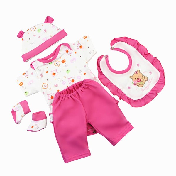 Reborn Baby Dolls Clothes Pink Outfits 4 Pices Sets for 16"- 18" Reborn Doll Girl Baby Clothing Baby Sets