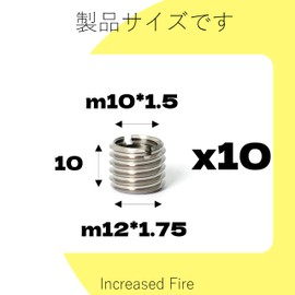 Increased Fire Insert Nut M10*1.5 Inner Diameter M12*1.75 M1.75 Length 10mm M12 M10 Conversion Bolt Screw Conversion Adapter Stainless Steel Single Line Groove Embedded Nut Thread Repair