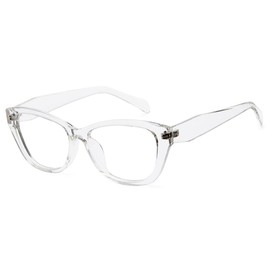 Cyxus Nerd Glasses Without Prescription Blue Light Filter Glasses Men Women Cat's Eye Fashion Retro Glasses Frame Style for PC TV Tablet Unisex 8154, 02-transparent