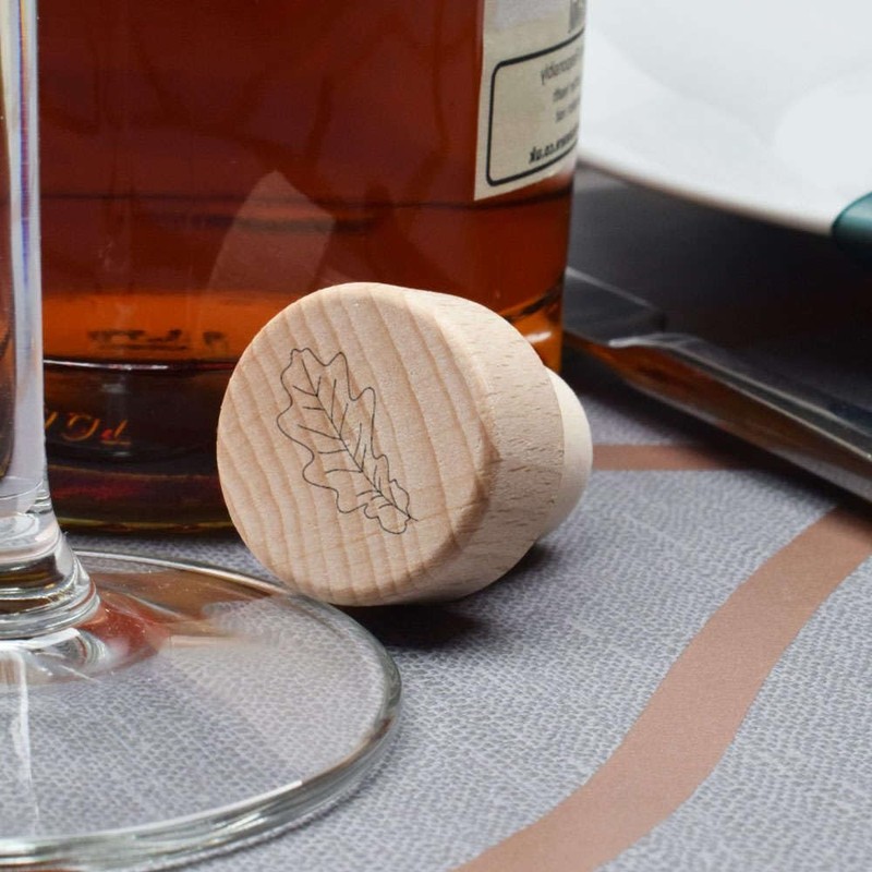 19mm 'Oak Leaf' Wooden Bottle Stopper/Cork (BS00015533)