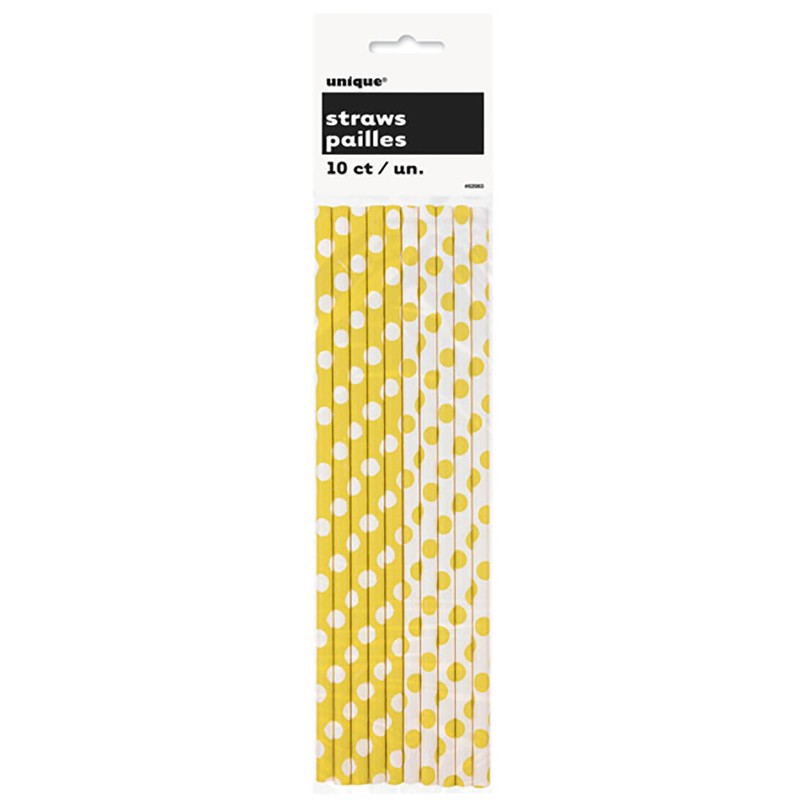 Paper Straws 10/Pkg-Midnight Black Decorative Dots