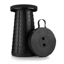 Upgraded Folding Stool，Portable Collapsible Stool with 400lbs, Lightweight, Durable Telescoping Design, 10" to 18" Adjustable Retractable Chair for Camping, Fishing, Hiking, and Travel (Black)