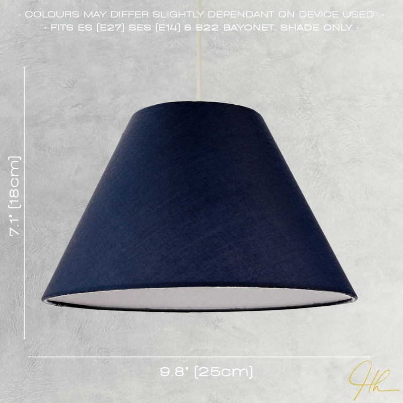 Classic Traditional 10" Navy Midnight Blue Cotton Coolie Lampshade Suitable