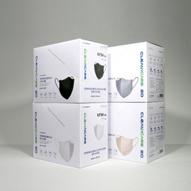 [Hansong] Clean Care KF94 bird beak type color mask (white, black, dark gray, light yellow) large size 50 sheets, white / [한송] 크린케어 KF94 새부리형 컬러마스크(흰색, 검정색, 진한회색, 연한황색) 대형 50매, 흰색