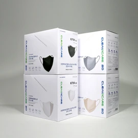 [Hansong] Clean Care KF94 bird beak type color mask (white, black, dark gray, light yellow) large size 50 sheets, white / [한송] 크린케어 KF94 새부리형 컬러마스크(흰색, 검정색, 진한회색, 연한황색) 대형 50매, 흰색