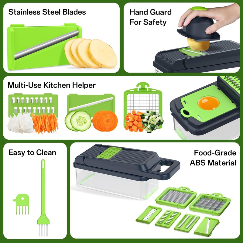 HomeHacks Vegetable Chopper Vegetable Cutter, 12 in 1 Kitchen Gadget,