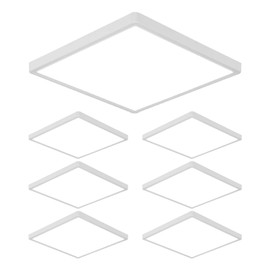 DELIPOP 6 Pack Flush Mount Ceiling Light, 12 Inch 24W Ultra Thin Square LED Ceiling Light, 6500K Cool White Low Profile Light Fixture for Living Room Bedroom Bathroom Kitchen Dining Room Corridor