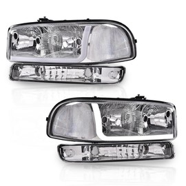 G-PLUS LED Headlights Assembly Compatible with GMC Yukon XL 1500 2500 1999-2006/Fit GMC Sierra 1500HD 2500HD 3500 1999-2007,Pair Headlamps Clear Lens Chrome Housing Clear Reflector,faros delanteros