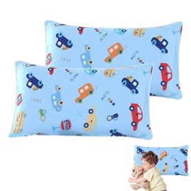 OUDQFCJ 2 pcs Kinder Kissenbezug 100% Baumwolle Kopfkissenbezug mit Umschlagverschluss Baby Kleinkind Kissen Kissenbezüge für Kinderwagen für Kinderbettwäsche (Kraftfahrzeuge)