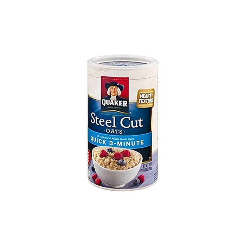 Quaker Quick 3-Minute Steel Cut Oats 25oz Canister (Pack of