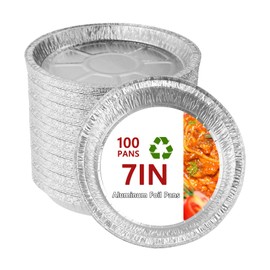 BSDLZCH 7 Inch Aluminum Foil Pans, 100 Packs Disposable Aluminum Tin Foil Baking Pans Square Aluminum Tray Baking Pan Perfect for Cooking, Heating, Storing, Prepping Food (7inch-100pcs)