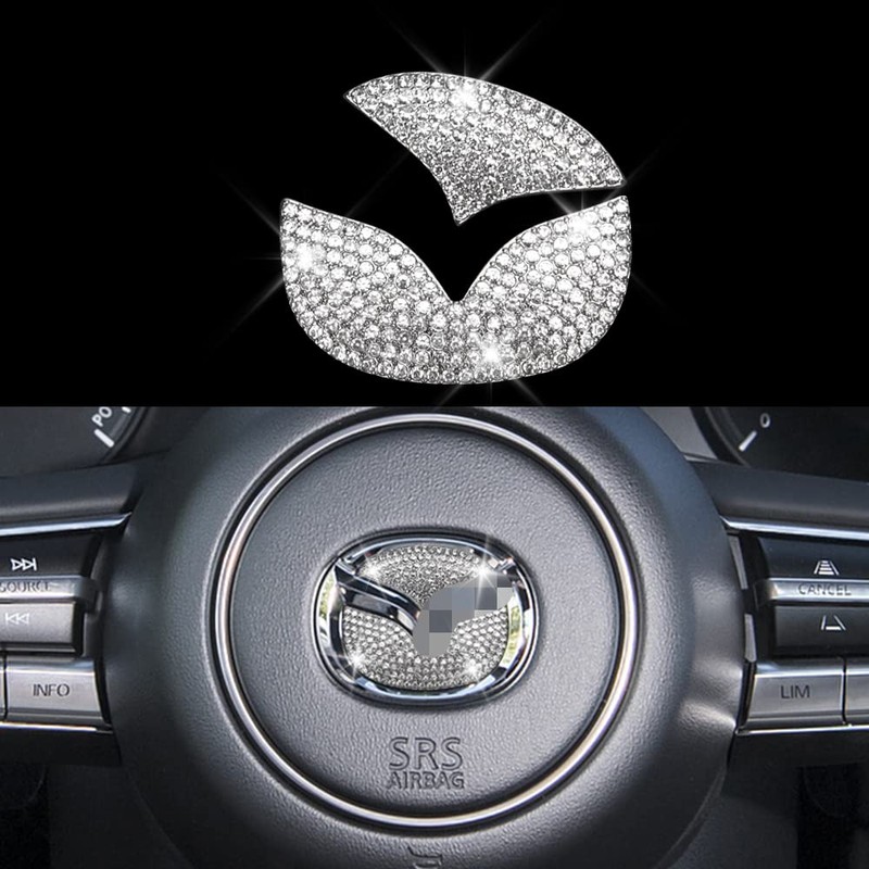 FERVORRAY Bling Steering Wheel Logo Cap Decals Decorative Diamond Emblem