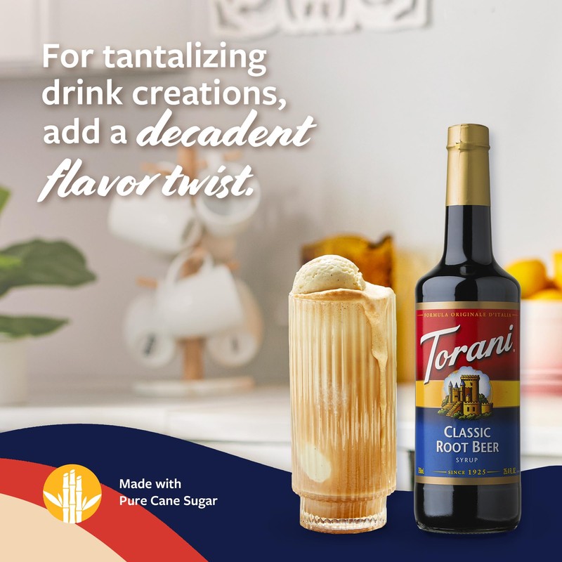 Torani Classic Root Beer Syrup for Drinks, Flavoring for Soda,