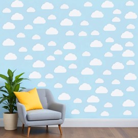 Noogeqi 4 Sheets 44PCS Peel and Stick Cloud Stickers, Cloud Wall Decals, Pastel Classroom Decor, Kids' Room Décor, 2 Sizes Clouds Decorations for Nursery, Bedroom, Classroom Decor