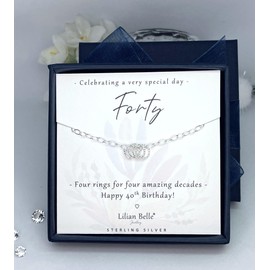 Lilian Belle 40th Birthday 925 Sterling Silver Bracelet Jewellery Gift for Women, Boxed and Gift Ready