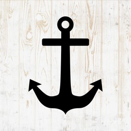 6 in Anchor Sticker - Nautical Steering Wheel Navy Ocean Sea Boat Rope - Vinyl Decal for Wall Car Home Bike Bottle Phone Laptop DWSV813