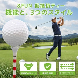 &FUN Golf Tees Low Resistance Head Long Tees 3.3 inches (83 mm), Pack of 10, Break-resistant, Durable, Reduces Friction, Increases Distance (PRO White)