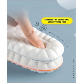 4d Cloud Comfort Boosting Massage Insoles, 4D Memory Foam Thermal Insoles with Arch Support for Men and Women (Large Orange 43-44)