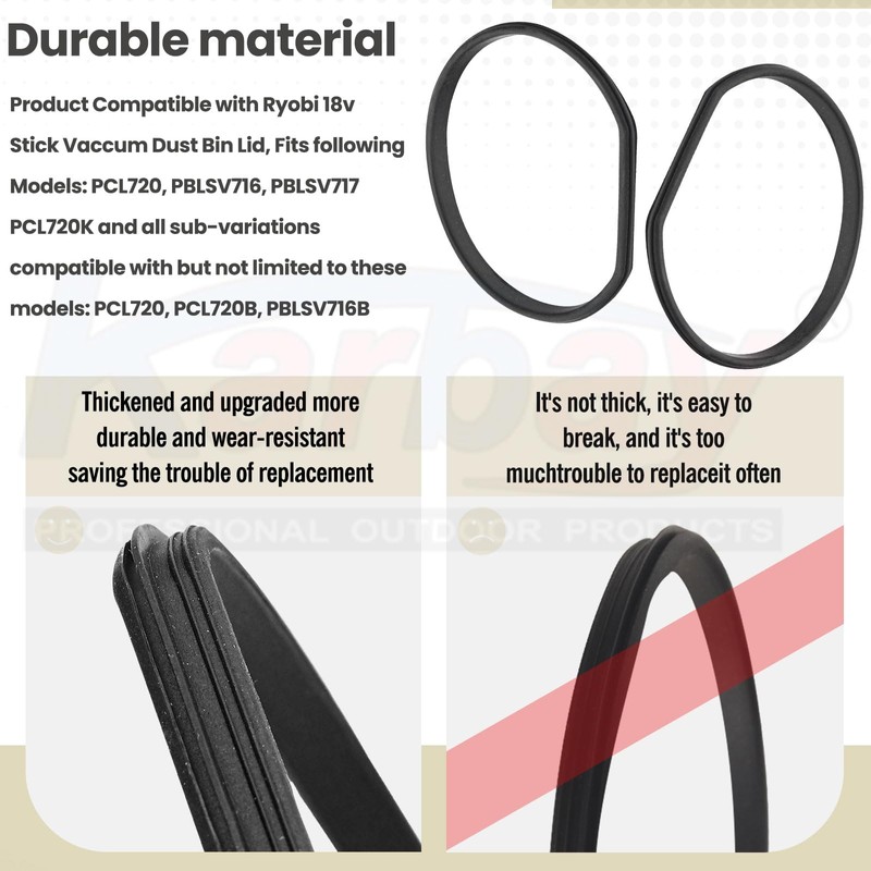 2 Pack Replacement Gasket for Ryobi 18v Cordless Stick Vac