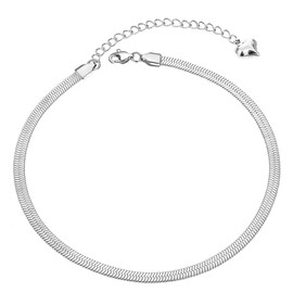 LANDOOK Titanium Steel Snake Chain Anklets for Women,Summer Beach Boho Dainty Foot Jewelry Silver Ankle Bracelets for Women