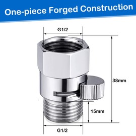 Drenky Shower Head Shut-off Valve 1/2 Inch Water Saver for Shower Brass Flow Limiter Shower Water Saver Built-in Rubber Seal for Shower Head Hand Shower and Kitchen Tap, Chrome