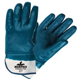 MCR Safety 9761R Predator, Blue Medium Protective Glove, Fully Coated Rough Nitrile Safety Cuff