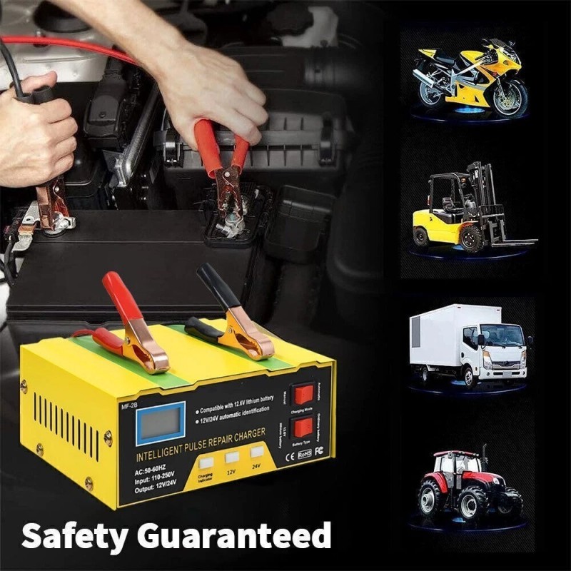 Car Battery Charger Heavy Duty 12V/24V Smart Automatic Intelligent Pulse