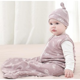 Owlivia Rayon from Bamboo Baby Sleep Sack, Unisex Toddler Sleeping Bag, 1.0 TOG, Baby Boy/Girl Wearable Blanket (18-24 Months, Feather Mauve)