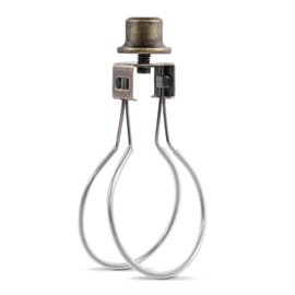 Lamp Shade Holder,Lamp Shade Light Bulb Clip Adapter,Clip On Lampshade Adapter Includes Finial and Lampshade Levellers,Spring Clip for Light Bulb (Antique Brass)