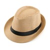FALETO Unisex Summer Panama Straw Fedora Hat Short Brim Beach