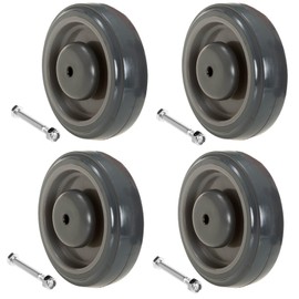 DUPDMKIN Shopping Cart Wheels Silent Shopping Cart Wheels Replacement 5 inch caster wheels with Screws Gray Shopping Cart Wheels Fit Most Carts (4 Pack)