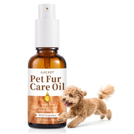 GJYC PET Pet Fur Care Oil - Tangle Remover, Shiny & Silky Coat, Soothing Skin Protection with Collagen and Natural Oils - Leave-in Formula for Dogs and Cats - 1.01 fl. oz