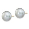 14K Yellow Gold 10-11mm Grey Button FW Cultured Pearl Stud