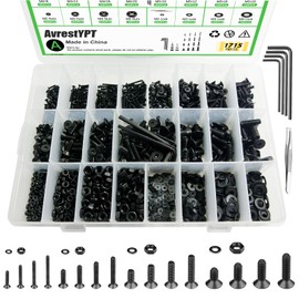1715Pcs M2 M3 M4 M5 Screw Kit - 3D Printer Mini Screw, Allen Head/Flat Head/Countersunk Bolt/Screws, Metric Bolts Assortment, Black Nuts and Bolts for Mechanical Hardware