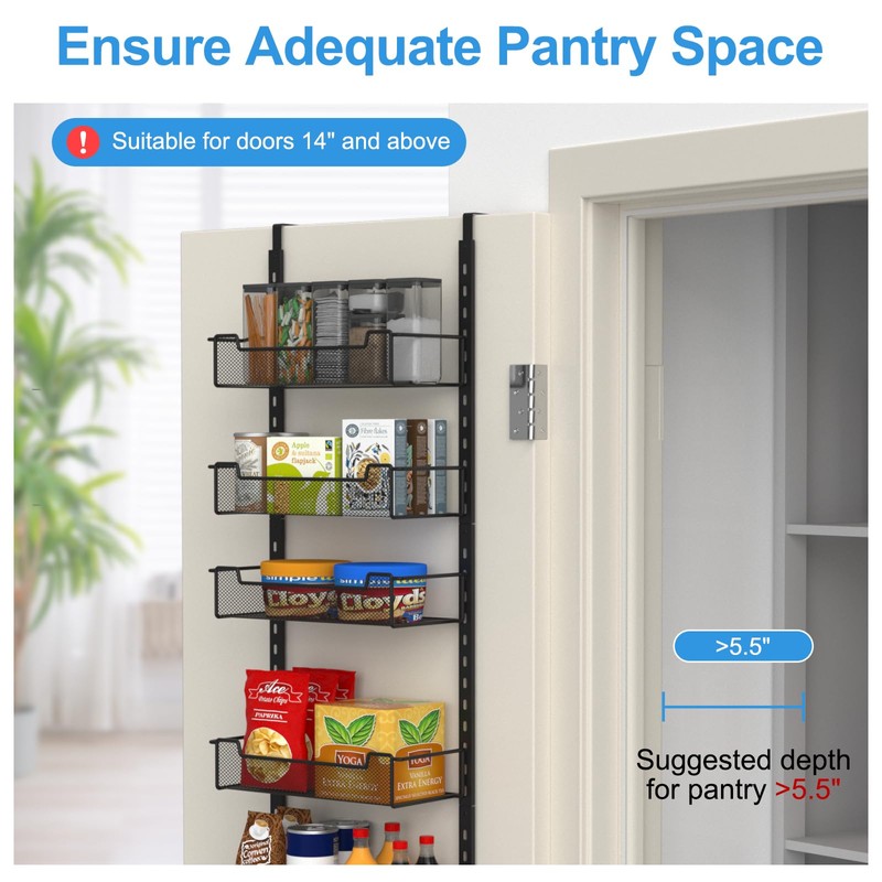 VyGrow 12.3" W Narrow Over the Door Pantry Organizer, 6-Tier