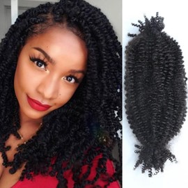 Spring Twist Hair Extensions Bulk Human Hair Afro Kinkys Braiding Hair for Dreadlocks, Twists, Loc Repair, Dreadlock Extensions Black 14 Inch 100G